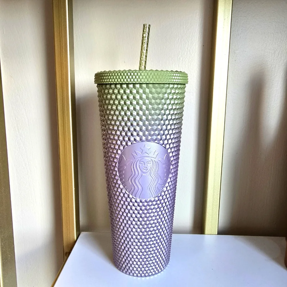 Starbucks Green and Lavender Textured Tumbler